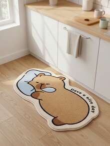 1 件柔软舒适的卡通水豚睡垫 - 毛绒仿羊毛，可机洗，适用于卧室或入口装饰，情人节/毕业礼物，室内舒适垫 | 卡通动物设计 | 卧室地毯，卧室装饰，卧室房间装饰，房间装饰，小地毯，毯子 - 彩色 - 查看 4