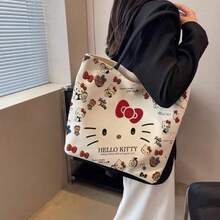 Hello Kitty Cartoon Canvas Tote Bag, Fashion Women's Handbag, Cute Commuter Practical Large Capacity Shoulder Bag - Multicolor - View 6