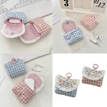Floral Print Coin Purse Headphone Storage Bag Small Change Purse Coin Bag Lovely Coin Pouches Lace Earphone Case - 藍色 - 查看 2
