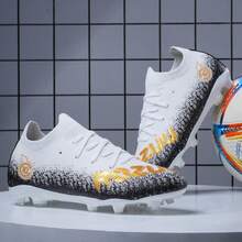 1双全新男女足球鞋，低帮钉鞋，适合上学、比赛、训练，防滑、耐磨、抓地力强，男女通用成人足球鞋 - 白色 - 查看 3