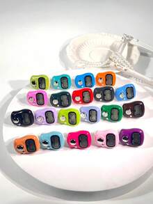 Máy đếm đeo ngón tay bằng nhựa hiện đại, có thẻ, phiên bản không giới hạn, máy bấm điện tử cầm tay, chạy bằng pin, màn hình hiển thị kỹ thuật số, thích hợp cho việc cầu nguyện/kiểm kê kho/tính toán/đếm. - Nhiều màu - Xem 12