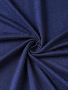 Men's Classic Half-Turtleneck Short Sleeve T-Shirt, Fashionable Summer Outfit - Navy Blue - View 5