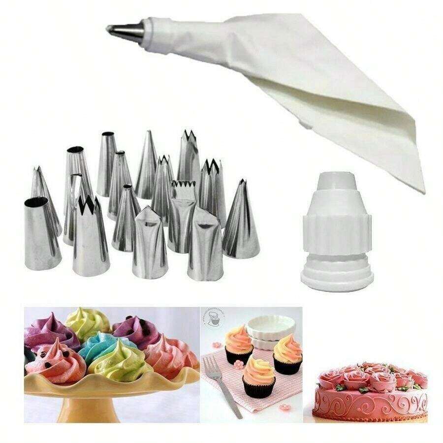 Kit Confeiteiro Saco Reutilizável de Creme 12 Bicos para Decoração Decorador Bolos Doces Confeitaria - Multicolorido - Visão 1