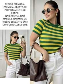Women's Brazil Look Copa Blouse In Premium Modal - 綠色和黃色 - 查看 3