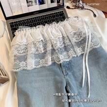 多层蕾丝防眩光高腰连衣裙，配有弹力腰带和蕾丝下摆，可内搭衬衫或卫衣，百搭易配，系带下摆设计 - 彩色 - 查看 4