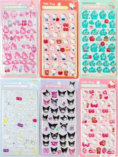 3D Embossed Cartoon Girl Stickers, Multi-Purpose Decorative Stickers For Pencil Holder, Camera, Cup, Desk Organizer (Some Styles May Have Color Difference, Random Delivery)