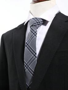 1pc Men's Casual Elegant Diagonal Striped Plaid Pattern Tie, Suitable For Business, Commute, Hosting, Casual, Daily, School Outfit - Multicolor - View 1