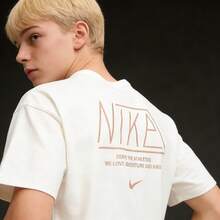 Nike Sportswear Essentials 系列极简字母印花罗纹透气圆领短袖 T 恤，白色 - 白色 - 查看 8