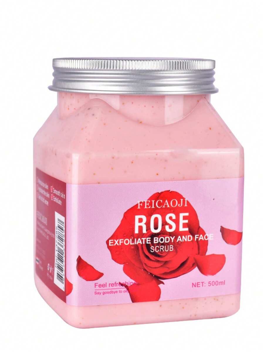 Exfoliante corporal de frutas vegetales de 500 g para limpieza profunda, exfoliación y suavizado de la piel; exfoliante de sales de baño - Rose - Ver 1