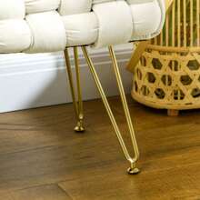 Pouf, Upholstered Bench With A Velvet Look, Footrest With Padded Seat, Metal Legs, For Living Room, Bedroom, 76 X 38 X 41.5 Cm, Cream White - White - View 8