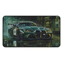 Racing BMW M4 GT3 Desk Mat |   Green Racecar Track Artwork - Đen - Xem 10