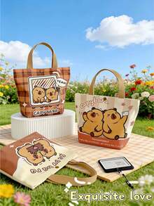 Cute Capybara Canvas Tote Bag, Birthday Party Gift Bag, Lucky Gift Bag - Multicolor - View 5