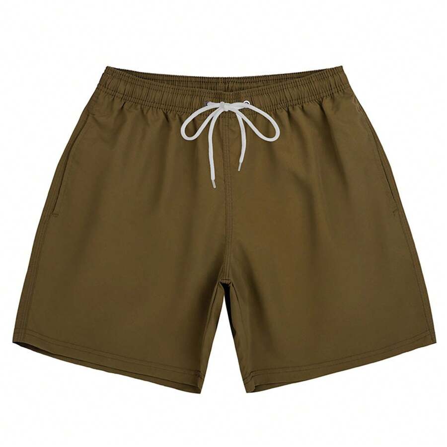 Men's Beach Shorts Men's 4-Inch Shorts Beach-Ready Splash-Resistant Shorts Essential Sports & Leisure Travel Pants - 鹹菜綠 - 查看 1