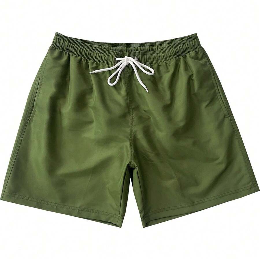 Men's Beach Shorts Men's 4-Inch Shorts Beach-Ready Splash-Resistant Shorts Essential Sports & Leisure Travel Pants - Army Green - View 1