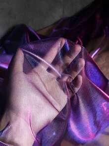 1pc Ombre Dual-Tone Mesh Fabric, Laser Textured Sheer Maxi Dress Fabric, Creative Handmade Material - Multicolor - View 13