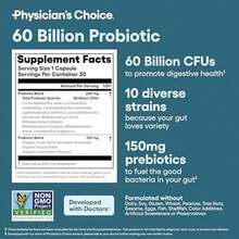 Advanced Probiotic Supplement With 60 Billion CFU And 10 Unique Strains For Optimal Digestive And Gut Health Support, Includes Organic Prebiotics To Enhance Good Bacteria Growth, Acid-Resistant Capsules Ensure Maximum Survival, 30 Veggie Capsules For Daily Use By Adults. - 2 pcs - 查看 6