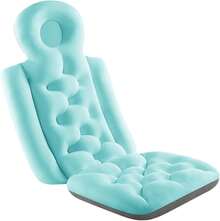 Cojín de baño para bañera Almohada de baño antideslizante suave Almohada bañera transpirable a prueba fugas con hebilla Secado rápido Agradable para la piel Ergonómico 16x37 pulgadas Accesorios - Azul - Ver 3