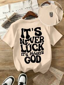 男童极简标语印花圆领短袖T恤，新款春夏青少年男童服装 - 杏色 - 查看 3