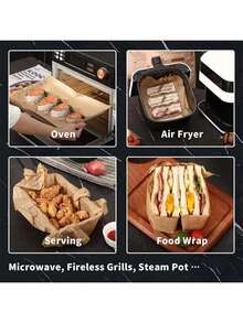 50/100/200pcs High Quality Parchment Paper Liners - Non-Stick, Oil-Proof, Waterproof Baking Mats Suitable For Air Fryer, Steamer And Oven Cooking - Wood Color - View 5