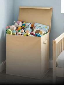 Cream Lid Toy Box, Foldable, Stain-Resistant, Kids Room Basket Organizer Toy Box, 40x50x30 - Apricot - View 4