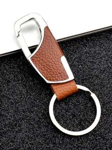 1pc Metallic Keychain For Men, Suitable For Car Key Or Belt Casual School Car Accessories Cute Goth Y2k - Brown - View 4