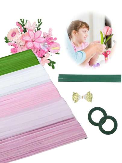 522 piezas Palitos retorcidos rosas, Palitos de fieltro multicolor - Mayoreo Conjunto de manualidades DIY de palitos retorcidos, que incluye alambre floral, cinta de jardinería y un conjunto de palitos de fieltro hechos a mano con centros florales, adecuado para proyectos de manualidades DIY para niños