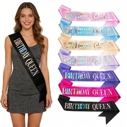 شريط ملكة عيد الميلاد بحروف هولوغرافية، شريط ساتان لعيد الميلاد للنساء، ديكور وحفل عيد الميلاد، شريط احتفالي، ديكور عيد الميلاد، زخرفي، قابل لإعادة الاستخدام، فاخر، أنيق