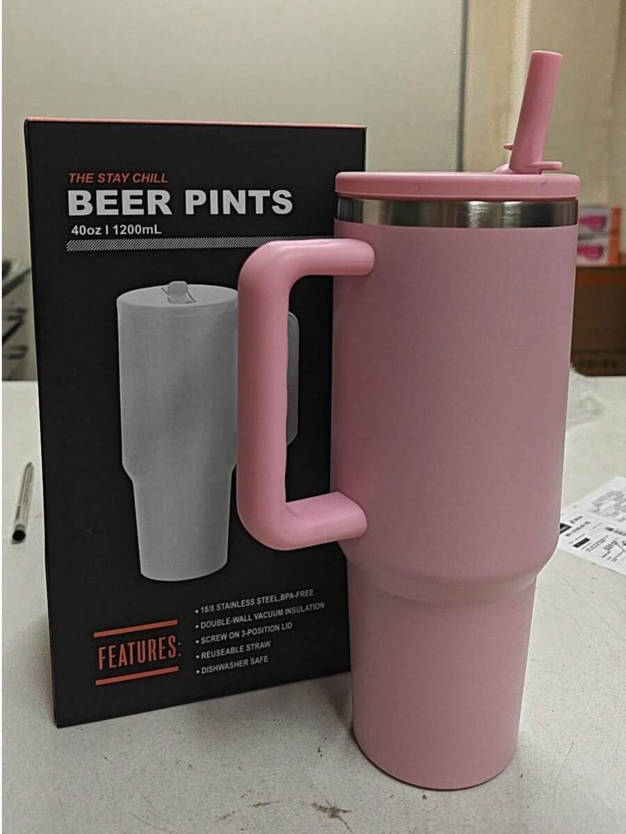 1200ml Thermal Mug With Flip-Top Spout. New 2025 Model, Valentine's Day Gift. - 粉色 - 查看 1