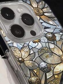 花卉彩绘优雅新款羽毛网状银色极简手机壳，兼容 17/17 Pro Max、15、16/16 Pro、15 Pro Max、P13、P14、P11软壳、P12防摔、XS、XR、7/8、7/8 Plus、S2、A14、A15、S23 Ultra、A50、A12、A32、A52、A72、A51、A21S、A13、A14、S22 Ultra、S23、A33、A53、S20 FE - 彩色 - 查看 6