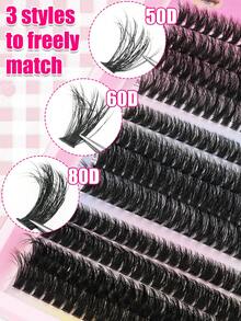 10-16mm Curl D-Type DIY 240-Piece Cluster False Eyelashes, With 50D+60D+80D Free Matching, Fluffy And Dense Single False Eyelashes, Presenting Ideal Effects, Suitable For Daily Outings, Dating, Parties, And Various Festival Activities - D - View 6