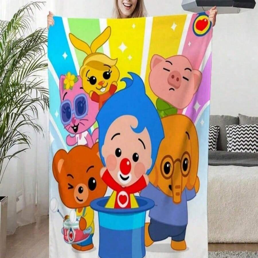 Nap Blanket P-Plim P-Plims Lovely Warm Knee Bed Fleece Camping Sofa Winter Fluffy Soft Blankets Microfiber Bedding - 黑色 - 查看 1