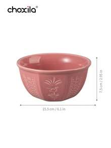 choxila A Coconut Flower Patterned Ceramic Bowl, Blue, Light Green, Pink, Perfect For Holding Desserts, Nuts, Snacks, Yogurt, Salads, Or Chocolates. Suitable For Kitchens, Restaurants, Or Schools. It Is An Ideal Choice For Ramadan, Afternoon Tea - Multicolor - View 13