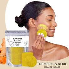 40pcs Turmeric Glycolic Acid Exfoliating Facial Cleansing Pads, Face Care Cleansing Tools, Gentle & Comfortable Beauty - Yellow - View 1