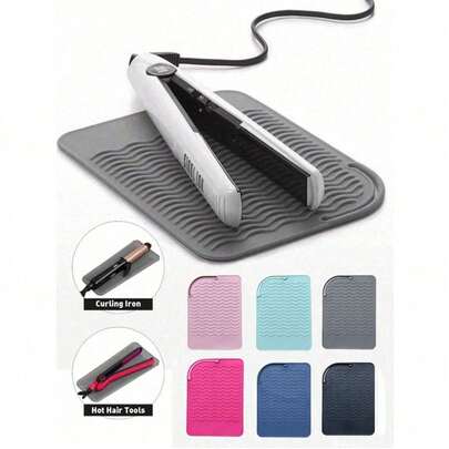 1 件装硅胶隔热垫，适用于美发工具，防滑防烫，适用于卷发棒、直发器、烫发棒等，可重复使用，适用于沙龙、家庭梳妆台，情人节、母亲节完美礼物