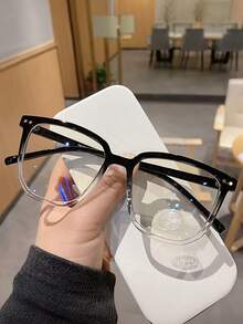 [Stylish Durable Eyeglasses] 1pc Stylish Durable Blue Transparent Eyeglasses - Eye Protection From Screens Including Computers, TVs, Phones, Sleek Eyewear, Computer Eye Protection - Multicolor - View 3