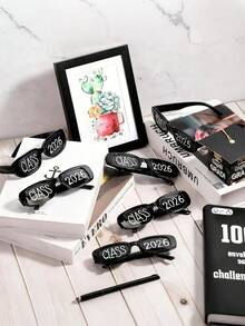 6个/3个/1个 2026毕业派对眼镜，DIY创意新颖毕业派对拍照道具，毕业派对装饰，毕业主题派对礼物，毕业典礼派对用品，趣味毕业典礼装饰眼镜，2026毕业典礼派对配件 - 多色 - 查看 4