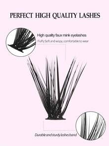 10 Trays/200 Clusters Pink Base, Cluster Style, D-Curl Flared, 3D Flip, Soft & Comfortable, Reusable, DIY Cluster Eyelash Extension Kit, Mixed Fluffy Soft, Cluster Segmented Pointed C-Curl Eyelash Extension, Can Create Cat Eye Makeup, Natural & Elongated, Elegant & Luxurious, Fluffy & Dense Makeup, Presents Beautiful Eyelash Effect - D - View 4