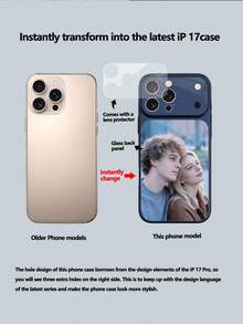 1pc DIY Customized Photo Glass Material Blue Phone Case Compatible With IPhone 17 ProMax/17 Air/15/16 Pro/14 Plus/13 Pro/12 Pro Max/11 Models, Tempered Glass Camera Protection, Tempered Glass Back Cover, Large View Window Phone Protective Case, Customized Tempered Glass, Best Gift For Friends And Family - Navy Blue - View 6