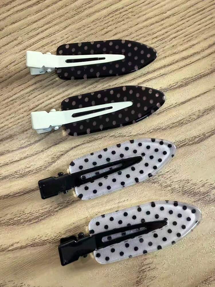 4个黑白醋酸纤维发夹 - 适合女性，亚克力鳄鱼夹，可爱刘海和卷发配饰，时尚美发工具，旅行和日常必备化妆单品，送她的礼物，爪夹，发夹，发卡，发卡 - 彩色 - 查看 11