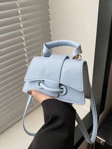 2026 New High-Quality Lipstick Case, Mini Square Bag, New Solid Color Versatile Handbag, Women Purse - Blue - View 5