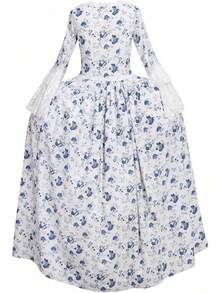 Women's Victorian Rococo Dress Inspiration Maiden Costume - Blue - View 3