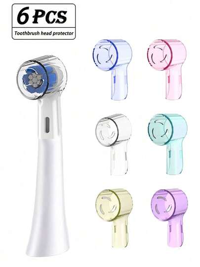 6pcs Electric Toothbrush Protective Case, Portable Toothbrush Head Storage Box, Travel Toothbrush Replacement Head Protector, Easy To Replace, Breathable, Suitable For Home, Outdoor, Travel, Back To School Essential Accessory - Also A Great Gift For Family, Friends And Partners