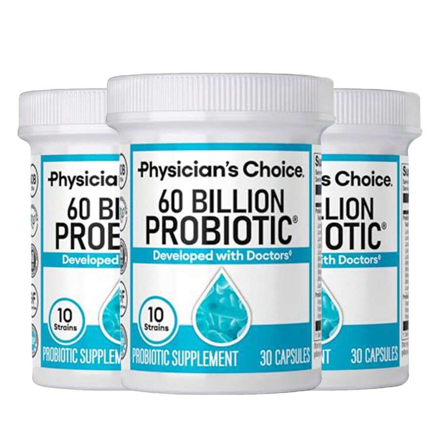 Advanced Probiotic Supplement With 60 Billion CFU And 10 Unique Strains For Optimal Digestive And Gut Health Support, Includes Organic Prebiotics To Enhance Good Bacteria Growth, Acid-Resistant Capsules Ensure Maximum Survival, 30 Veggie Capsules For Daily Use By Adults. - 3 pcs - 查看 1
