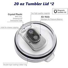 20 Oz Tumbler Lid, Replacement Lids Compatible For  20 Oz Tumbler, 10/24 Oz Mug And 10 Oz Lowball, Spill Proof Cup Lids Covers With Magnetic Slider Switch, - / - 查看 4