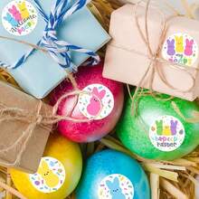 MIYA 500Pcs/Roll  Bunny Easter Stickers, 1 Inch Round Cute 10 Designs PVC Adhesive Labels For Scrapbook Envelope Sealing - 500 miếng dán hình thỏ nhiều màu sắc - Xem 5