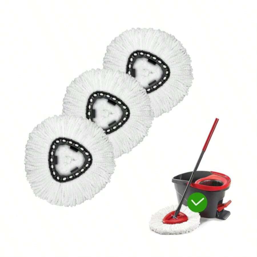 [3 Pack]Spin Mop Replace Head, EasyWrin Spin Mop Head Refill, Universal Microfiber Replacement Mop Heads, Machine Washable, Deep Cleaning And Easy-To-Replace(White) - A - 查看 1