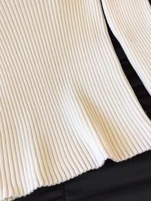 Women's Elegant Transparent Glass Fiber Turtleneck Pullover, Fashionable Casual Fitted Knit Base Layer, Versatile For Spring/Summer - White - View 8