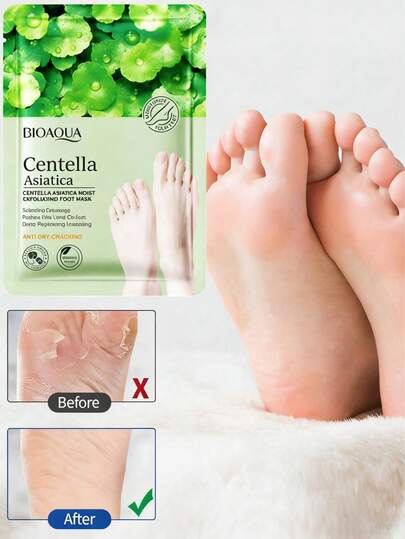 1 قطعة قناع القدم المرطب والمغذي، قناع القدم المفتّح والمنعش بنياسيناميد، قناع القدم المنعم، قناع القدم المقشّر، قناع القدم المرطب والمقشّر بمستخلص السنتيلا
