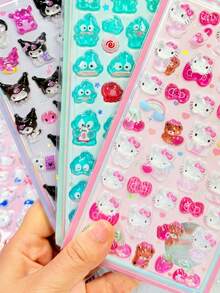 Pegatinas de cristal 3D con diseños japoneses lindos, estilo dulce y soñador de chica, y estética minimalista, que presentan diversos patrones artísticos y prácticos. - Multicolor - Ver 1