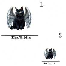 2pcs Angel Cat Heat Transfer Patches, Ironing And Washable, Suitable For T-Shirts, Jeans, Sweaters, Handbags, Pillows, Cushions - L+S - View 1